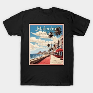 Malecon de Mazatlan Mexico Vintage Poster Tourism T-Shirt